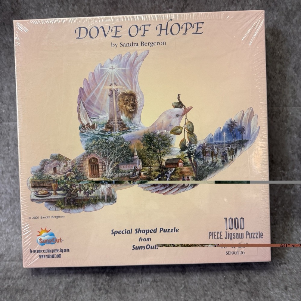 New Sealed SunsOut Dove of Hope Sandra Bergeron 1000 Piece Shaped Jigsaw Puzzle